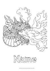 Colouring to customise Dragon Animal Dragons, Unicorns, And Fantastical Creatures Fire
