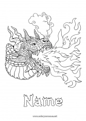 Free coloring Dragon Animal Dragons, unicorns and fantastic animals Fire