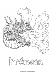 Coloriage à personnaliser Dragon Animal Dragons, licornes et animaux fantastiques Feu