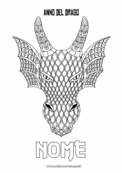 Disegno gratuito Drago Buon Anno Animale Capodanno cinese Zentangle Draghi, unicorni e animali fantastici