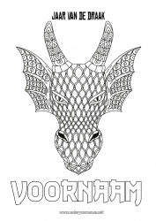 Gratis kleurplaat Draak Gelukkig Nieuwjaar Dier Chinees Nieuwjaar Zentangle Draken, eenhoorns en fantastische dieren
