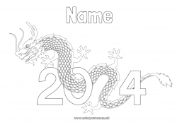 Free coloring Dragon Happy new year Chinese New Year Dragons, unicorns and fantastic animals 2024