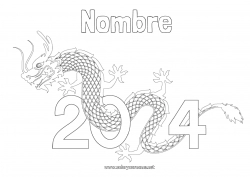 Dibujo libre Dragón Feliz año Año Nuevo chino Dragones, unicornios y animales fantásticos 2024