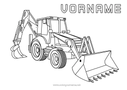 Kostenlose Malvorlage Bauausrüstung Baggerlader Baustellenberufe