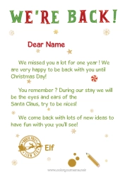 Free coloring Christmas elves Letters from prankster elves Elf Arrival Letter