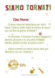 Colorare per personalizzare Elfo di Natale Lettere di elfi scherzosi Lettera di Arrivo degli Elfi