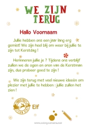 Gratis tekening Kerstelf Brieven van ondeugende elfjes Elf Aankomstbrief