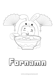Gratis färgläggning Mat Kanin Japan Skogens djur Fläkt