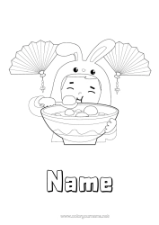 Free colouring Food Rabbit Japan Forest animals Fan