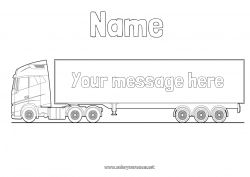 Coloring to customize Truck Trucks and utility vehicles Transportation Professions Truck driver