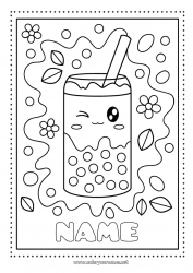 Free coloring Kawaii Drinks Bubble tea