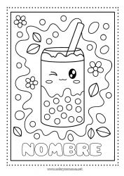 Colorear gratis Kawaii Bebidas Bubble tea