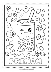 Coloriage à personnaliser Kawaii Boisson Bubble tea