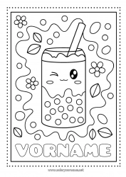 Kostenlose Malvorlage Kawaii Getränk Bubble Tea