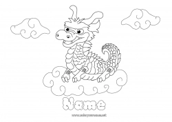 Free drawing Dragon Animal Chinese New Year Dragons, unicorns and fantastic animals Cartoon