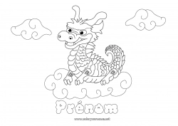 Coloriage à personnaliser Dragon Animal Nouvel An chinois Dragons, licornes et animaux fantastiques Cartoon