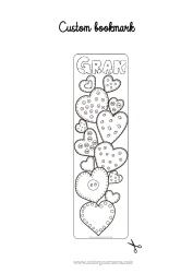 Free colouring Heart Bookmark