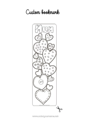 Free colouring Heart Bookmark