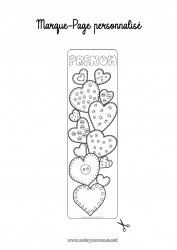 Coloriage gratuit Coeur Marque page