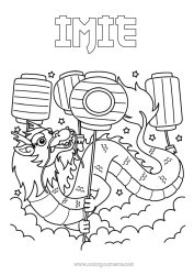 Kolorowanka do personalizacji Smok Chiński Nowy Rok Chińska latarnia Smoki, jednorożce i fantastyczne zwierzęta