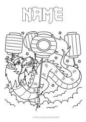 Colouring to customise Dragon Chinese New Year Chinese Lantern Dragons, Unicorns, And Fantastical Creatures