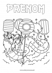 Coloriage gratuit Dragon Nouvel An chinois Lanterne chinoise Dragons, licornes et animaux fantastiques