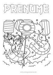 Pagină de colorat personalizată Dragon Anul Nou Chinezesc Lanterna chineză Dragoni, unicorni și animale fantastice