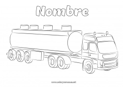 Colorear gratis Vehículos Camiones y vehículos utilitarios Profesiones del transporte Camionero Camión cisterna