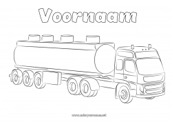 Gratis kleurplaat Voertuigen Vrachtwagens en bedrijfsvoertuigen Vervoersberoepen Vrachtwagenchauffeur Tankwagen