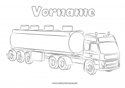 Malvorlage anpassen Fahrzeuge Lastwagen und Nutzfahrzeuge Transportberufe Lkw-Fahrer Tankwagen