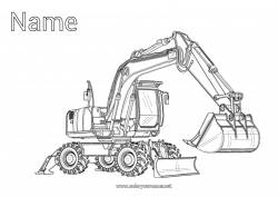 Free coloring Excavator Construction machinery Construction Jobs