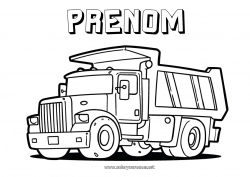 Coloriage gratuit Camion Véhicules Camions et véhicules utilitaires Métiers du chantier Métiers du transport Camion-benne