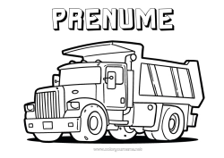Pagină de colorat personalizată Camion Vehicule Camioane și vehicule utilitare Meserii de șantier Meserii în transport Camion cu benă