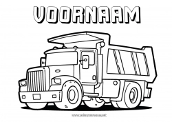 Gratis kleurplaat Vrachtwagen Voertuigen Vrachtwagens en bedrijfsvoertuigen Bouwberoepen Vervoersberoepen Kiepwagen
