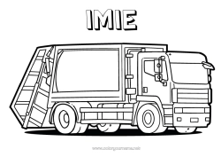 Kolorowanka za darmo Ciężarówka Pojazdy Ciężarówki i pojazdy użytkowe Śmieciarka