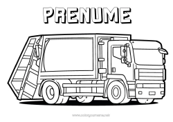 Pagină de colorat gratuită Camion Vehicule Camioane și vehicule utilitare Camion de gunoi
