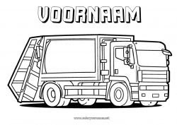 Gratis tekening Vrachtwagen Voertuigen Vrachtwagens en bedrijfsvoertuigen Vuilniswagen