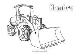 Colorear gratis Vehículos Maquinaria de construcción Oficios de la construcción Bulldozer Cargadora de ruedas