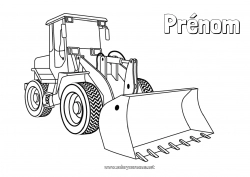 Coloriage gratuit Véhicules Engins de chantier Métiers du chantier Bulldozer Chargeuse
