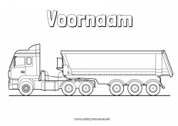 Kleurplaat aanpassen Vrachtwagens en bedrijfsvoertuigen Vervoersberoepen Kiepwagen