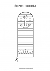 Child coloring page Dad Mum Grandma Grandpa Happy feast day ! Summer Bookmark Marine anchor Stripes