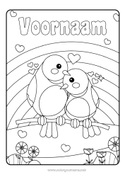 Gratis kleurplaat Hart Mama Vogel Dier Regenboog Vogels en vliegende zoogdieren Koppel Knuffelmoment