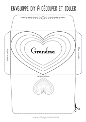 Free coloring Heart I love you Envelope Envelope to print