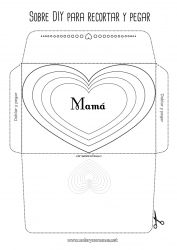 Niño página para colorear Corazón Te amo Sobre Sobre para imprimir