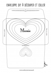 Coloriage enfant Coeur Je t'aime Enveloppe Enveloppe à imprimer