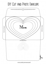 Child coloring page Heart I love you Envelope Envelope to print