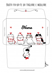 Disegno gratuito Cuore Gatto Ti amo Animale Busta CanI e gatti Busta da stampare
