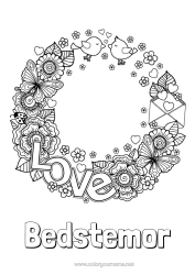 Gratis farvelægning Blomster Mor Bedstemor God fest Jeg elsker dig. Valentinsdag 