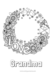 Free coloring Flowers Mum Grandma Happy feast day ! I love you Valentine's Day 
