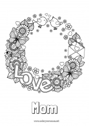 Child coloring page Flowers Mum Grandma Happy feast day ! I love you Valentine's Day 